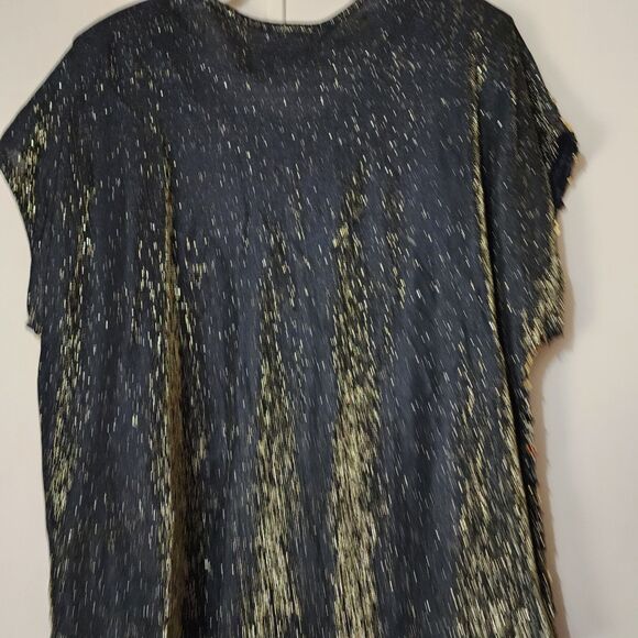 Roamans Black Gold Sequin VINTAGE Holiday Shell Top Plus Size 20/22 Stretch - Picture 15 of 16